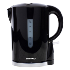 Daewoo SDA1682GE 1.7L 2200W Black Plastic Kettle with Chrome Band