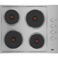Beko HIBE64101X 60cm Sealed Plate Electric Hob - Stainless Steel