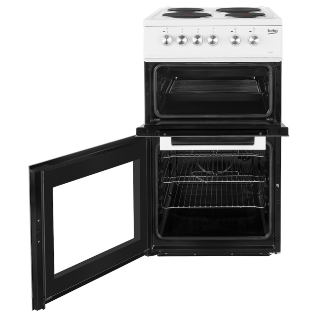 Beko KD531AW 50cm Electric Cooker with Solid Plate Hob - White