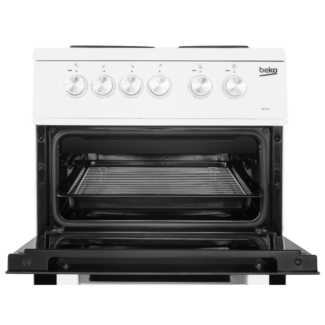 Beko KD531AW 50cm Electric Cooker with Solid Plate Hob - White